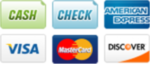 Major credit card logos and payment options